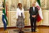 Minister Nkoana Nkoana-Mashabane is greeted by her Iranian counterpart, Foreign Minister Mohammad Javad Zarif Khonsari, as she arrives for the South Africa - Iran Joint Commission Meeting, Tehran, Islamic Republic of Iran, 10 May 2015.