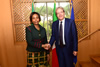 Minister Maite Nkoana-Mashabane is met by the Minister of Foreign Affairs and International Cooperation, Paolo Gentiloni of Italy, ahead of the Bilateral Meeting, Rome, Italy, 20 November 2015.