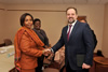 Minister Maite Nkoana-Mashabane meets with the Minister of Natural Resources and Environment of the Russian Federation, Mr Sergey Donskoy, ahead of the Thirteenth Session of the South Africa - Russia Joint Intergovernmental Committee on Trade and Economic Cooperation (ITEC), Moscow, Russian Federation, 12 November 2015.