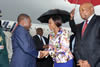 Minister Maite Nkoana-Mashabane welcomes President Filipe Nyusi of Mozambique, who arrives at Waterkloof Air Force Base. South Africa's High Commissioner to Mozambique, Mandisi Mpahlwa, is with the Minister, Pretoria, South Africa, 21 October 2015.