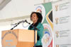 Minister Maite Nkoana-Mashabane at the Maxeke Secondary School, Evaton West, South Africa, 8 March 2015.