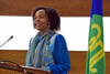 Minister Maite Nkoana-Mashabane delivers a keynote speech at the Graduation Ceremony of Women from the SADC Secretariat and Member States who participated in a Capacity Building Programme on “Mediation, Negotiations & Constitution Drafting” offered by the Department of International Relations and Cooperation, Pretoria, South Africa, 13 March 2015.