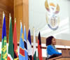 Minister Maite Nkoana-Mashabane delivers a keynote speech at the Graduation Ceremony of Women from the SADC Secretariat and Member States who participated in a Capacity Building Programme on “Mediation, Negotiations & Constitution Drafting” offered by the Department of International Relations and Cooperation, Pretoria, South Africa, 13 March 2015.