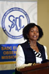 Minister Maite Nkoana-Mashabane during the Press Conference of the SADC Election Observer Mission (SEOM) to the Republic of Zambia, in Lusaka, Zambia, 22 January 2015.