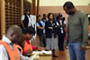 Minister Maite Nkoana-Mashabane as head of the SADC Observer Mission to Zambia, visits polling stations in the early morning as voters begin to cast their votes, Lusaka, Zambia, 20 January 2015.