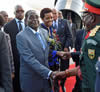 President Robert Mugabe and Mrs Grace Mugabe arrive at the Waterkloof Air Force Base. They are received by Minister Siyabonga Cwele and Minister Maite Nkoana-Mashabane, Pretoria, South Africa, 7 April 2015.
