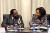Minister Maite Nkoana-Mashabane meets with the Foreign Minister of Zimbabwe, Simbarashe Mumbengegwi, ahead of the State Visit of President Robert Mugabe to South Africa, in Pretoria, South Africa, 7 April 2015.