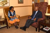 Minister Maite Nkoana-Mashabane pays a courtesy call on H E King Letsie III of Lesotho before the launch of the SADC Election Observer Mission (SEOM) in Maseru, Lesotho, 18 February 2015.