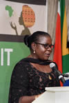Deputy Chairperson, H. E. Luisa Diogo, of the African Union Foundation addresses the African Union (AU) Summit Fundraising Initiative Dinner, Johannesburg, South Africa, 4 June 2015.