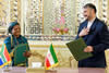 Deputy Minister Nomaindiya Mfeketo signs the minutes of the Working Visit with her Iranian counterpart, Mr Amir Abdollahian, Deputy Minister of Arab and African Affairs Tehran, Islamic Republic of Iran, 29-30 August 2015.
