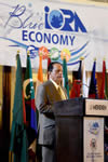 Prime Minister, Sir Anerood Jugnauth of Mauritius delivers his keynote address at the First Indian Ocean Rim Association (IORA) Ministerial Blue Economy Conference, Port Louis, Mauritius, 2-3 September 2015.