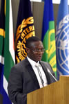 Deputy Minister of Mineral Resources, Mr Godfrey Oliphant; opens the seminar with the Deputy Secretary General and Legal Counsel of the International Seabed Authority, Mr Michael Lodge, Pretoria, South Africa, 17 March 2015.