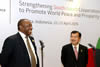 Deputy President Cyril Ramaphosa with Vice President Muhammad Jusuf Kalla of Indonesia during a Press Conference after their Bilateral Meeting, which took place on the sidelines of the Asian African Conference, Jakarta, Indonesia, 23 April 2015.