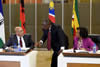 President Jacob Zuma with Deputy President Cyril Ramaphoza and Minister Maite Nkoana-Mashabane during the SADC Double Troika Meeting, Pretoria, South Africa, 20 February 2015.