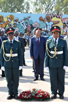 President Jacob Zuma lays a wreath at the Heroes Memorial of Fallen Heroes, Maputo, Mozambique, 20-21 May 2015.