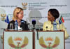 Minister Maite Nkoana-Mashabane with her EU counterpart, Ms Federica Mogherini, during a Press Conference, Pretoria, South Africa, 26 February 2016.