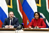 Minister Maite Nkoana-Mashabane, and the Russian Minister of Natural Resources and Environment, Mr Sergey Donskoy, during a Press Conference, Pretoria, South Africa, 18 November 2016.