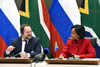 Minister Maite Nkoana-Mashabane, and the Russian Minister of Natural Resources and Environment, Mr Sergey Donskoy, during a Press Conference, Pretoria, South Africa, 18 November 2016.