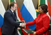 Minister Maite Nkoana-Mashabane, and the Russian Minister of Natural Resources and Environment, Mr Sergey Donskoy, sign a MOU after the Fourteenth Session of the Joint Intergovernmental Committee on Trade and Economic Cooperation (ITEC), Pretoria, South Africa, Pretoria, South Africa, 18 November 2016.
