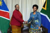 Minister Maite Nkoana-Mashabane with the Deputy Prime Minister and Minister of International Relations and Cooperation of Nambia, Ms Netumbo Nandi-Ndaitwah, during the Second Ministerial Session of the South Africa - Namibia Bi-National Commission (BNC), Pretoria, South Africa, 6-7 October 2016.