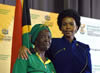 Minister Maite Nkoana-Mashabane thanks Veteran, Ms E Rebothata, after she addressed the gathering, Nirvana Community Hall, Polokwane, South Africa, 27 September 2016.