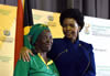 Minister Maite Nkoana-Mashabane thanks Veteran, Ms E Rebothata, after she addressed the gathering, Nirvana Community Hall, Polokwane, South Africa, 27 September 2016.