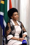 Minister Maite Nkoana-Mashabane is being interviewed by SABC on South Africa's withdrawal from the International Criminal (ICC), Pretoria, South Africa, 28 October 2016.
