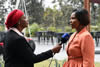 Minister Maite Nkoana-Mashabane being interviewed by SABC on issues relating to the African Union (AU) Summit and the terrorist attacks in France, Kigali, Rwanda, 15 July 2016