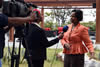 Minister Maite Nkoana-Mashabane being interviewed by SABC on issues relating to the African Union (AU) Summit and the terrorist attacks in France, Kigali, Rwanda, 15 July 2016