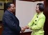 Minister Matie Nkoana-Mashabane meets with the Foreign Minister of Tanzania, Dr Augustine Mahig, for Bilateral Discussions, Pretoria, South Africa, 5 January 2016.