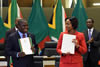 Minister Maite Nkoana-Mashabane and the Foreign Minister of Zambia, Mr Harry Kalaba, sign a Memorandum of Understanding (MOU), Pretoria, South Africa, 7 December 2016. 
