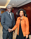 Minister Maite Nkoana-Mashabane meets the Chairperson of the African Union (AU) Commission, His Excellency Moussa Faki Mahamat, at the AU Headquarters on the sidelines of the 29th Session of the Assembly of Heads of State and Government of the African Union (AU), Addis Ababa, Ethiopia, 4 July 2017.