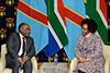 Minister Maite Nkoana-Mashabane with her counterpart from the Democratic Republic of Congo (DRC), Mr Léonard She Okitundu, Pretoria, South Africa, 24 June 2017.