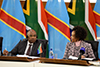 Minister Maite Nkoana-Mashabane with her counterpart from the Democratic Republic of Congo (DRC), Mr Léonard She Okitundu, during the opening of the Tenth Session of the South Africa - Democratic Republic of Congo Bi-National Commission (BNC), Pretoria, South Africa, 24 June 2017.