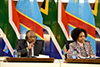 Minister Maite Nkoana-Mashabane with her counterpart from the Democratic Republic of Congo (DRC), Mr Léonard She Okitundu, during the opening of the Tenth Session of the South Africa - Democratic Republic of Congo Bi-National Commission (BNC), Pretoria, South Africa, 24 June 2017.