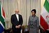 Minister Maite Nkoana-Mashabane and the Minister of Foreign Affairs of the Islamic Republic of Iran, Javad Zarif, at the 13th Joint Commission between the Republic of South Africa and the Islamic Republic of Iran, Pretoria, South Africa, 23 October 2017.