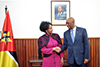 Minister Maite Nkoana-Mashabane, and the Minister for Foreign Affairs and Co-operation of Mozambique, Mr Oldemiro Julio Marques Baloi, in a Bilateral Meeting, ahead of the Ministerial Session of the South Africa - Mozambique Bi-National Commission, Maputo, Mozambique, 24 August 2017.