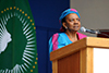 Deputy Minister Nomaindiya Mfeketo speaks at the Africa Day Publice Lecture, CPUT, Belleville, Cape Town, South Africa.